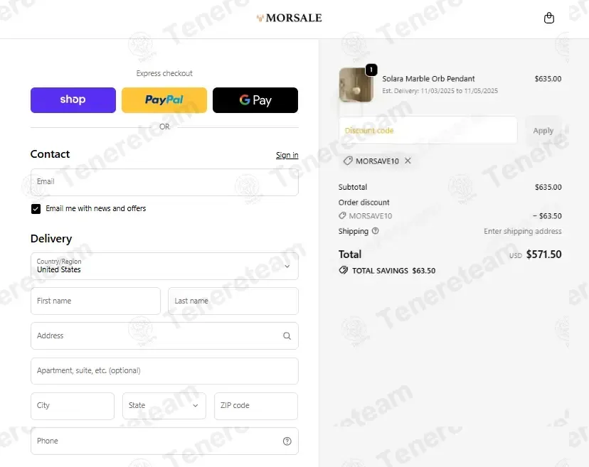 Morsale coupon code: 10% off with MORSAVE10. Tested and valid as 1 week ago.