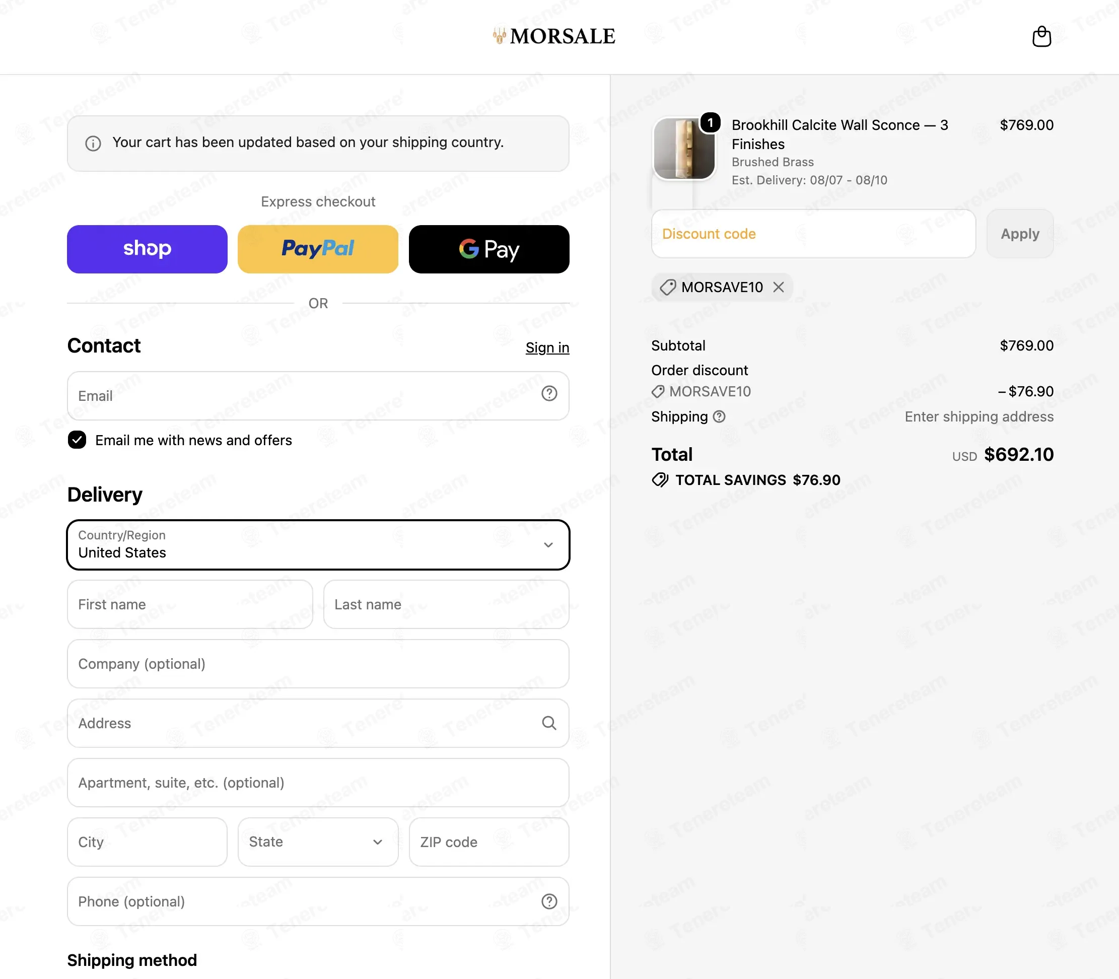 Morsale coupon code: 10% off with MORSAVE10. Tested and valid as 1 week ago.