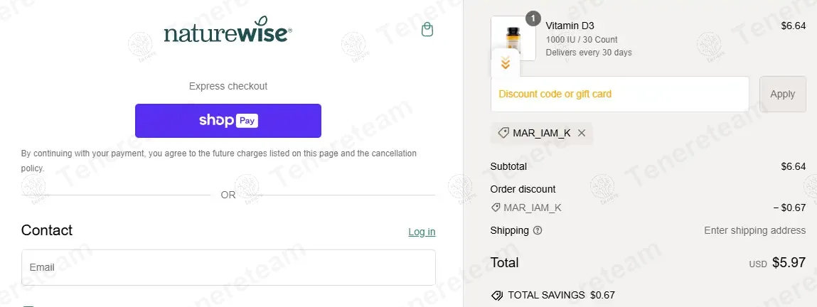 Nature Wise coupon code: 10% off with MAR_IAM_K. Tested and valid as 1 year ago.