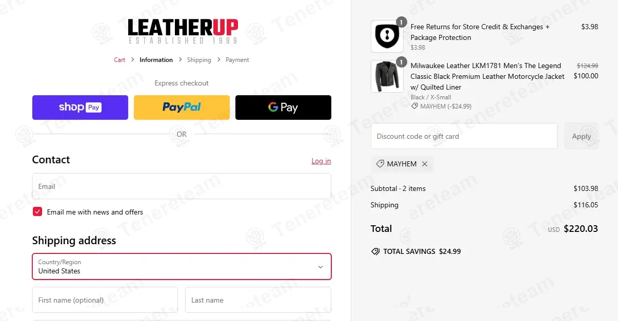 LeatherUp coupon code: 20% off with MAYHEM. Tested and valid as 1 year ago.