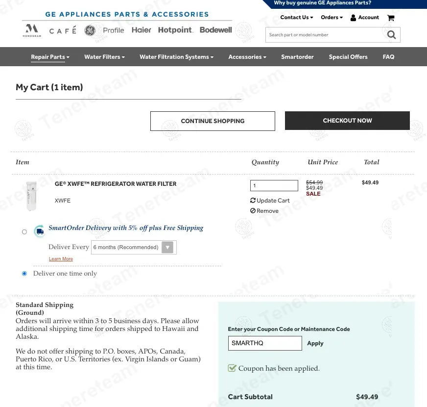 Geapplianceparts coupon code: $5 off with SMARTHQ. Tested and valid as 9 months ago.