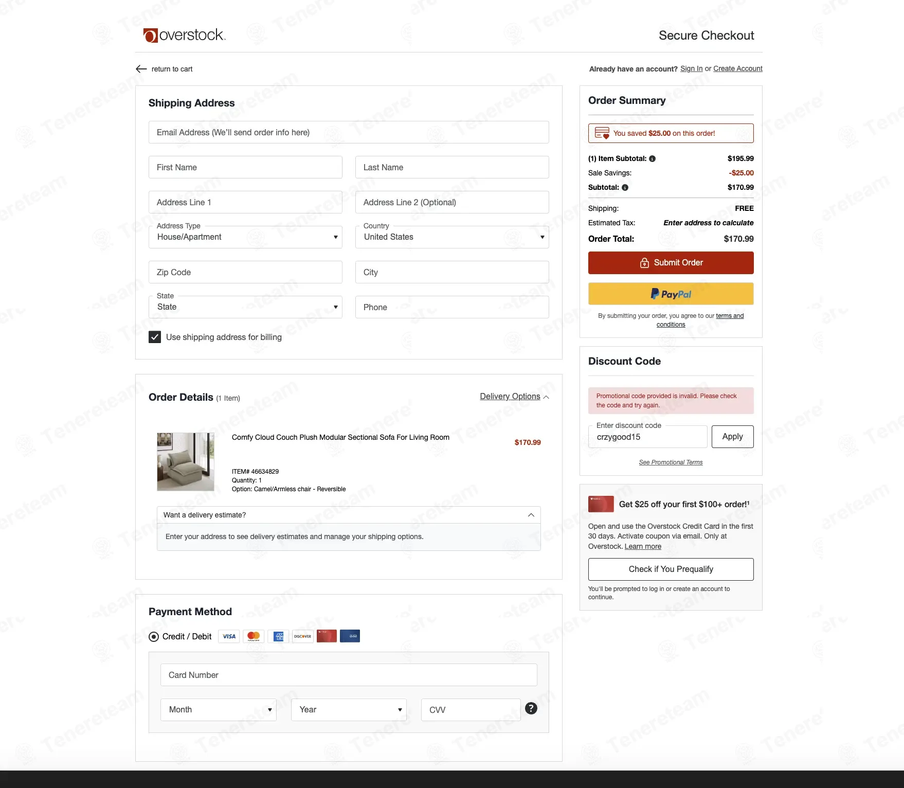 Overstock coupon code: 15% off with CRZYGOOD15. Tested and valid as 2 months ago.
