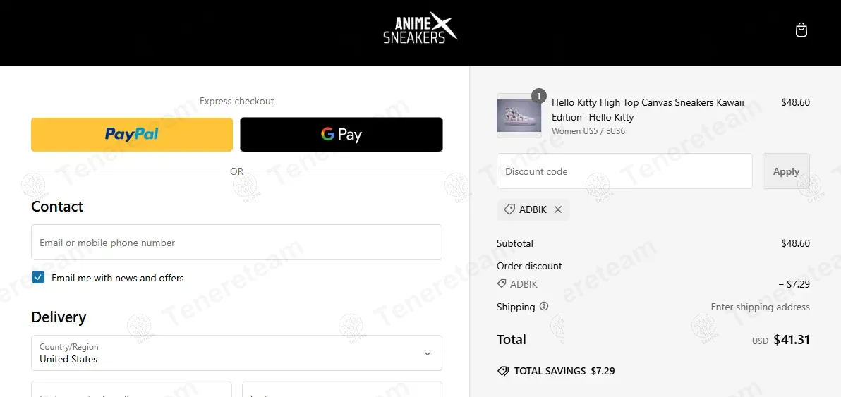 Anime X Sneakers coupon code: 15% off with ADBIK. Tested and valid as 1 year ago.
