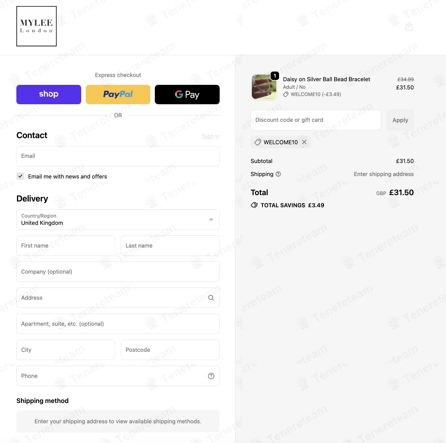 MYLEE London coupon code: 10% off with WELCOME10. Tested and valid as 8 months ago.