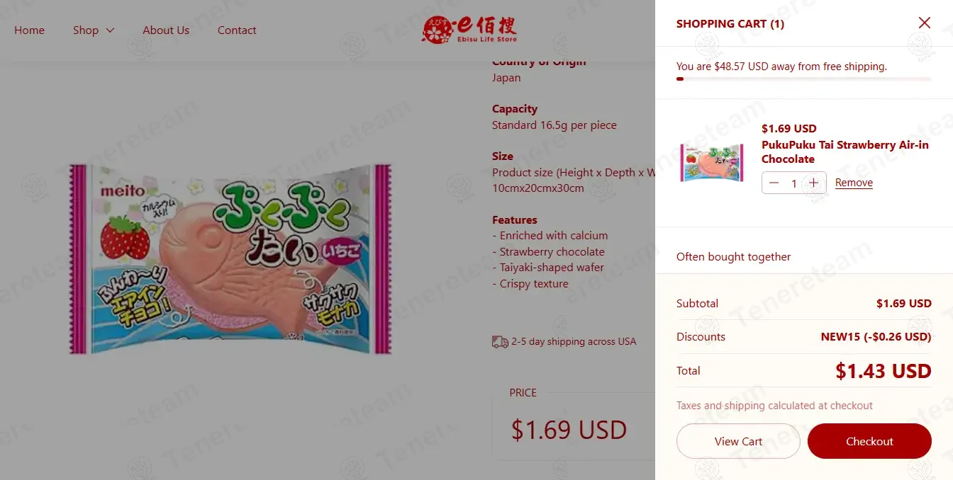 Ebisu Life Store coupon code: 15% off with NEW15. Tested and valid as 3 months ago.