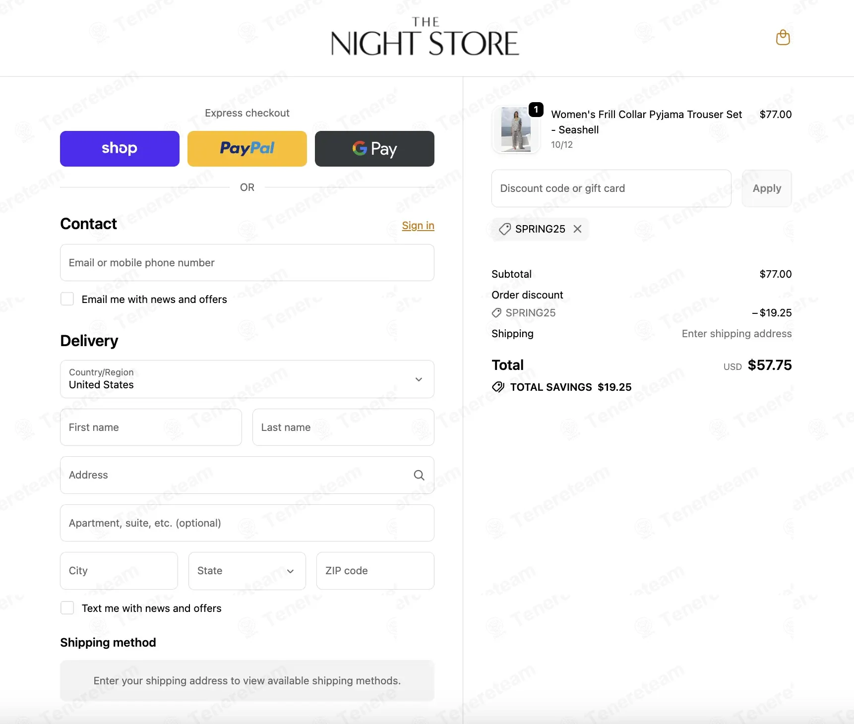 The Night Store coupon code: 25% off with SPRING25. Tested and valid as 1 month ago.