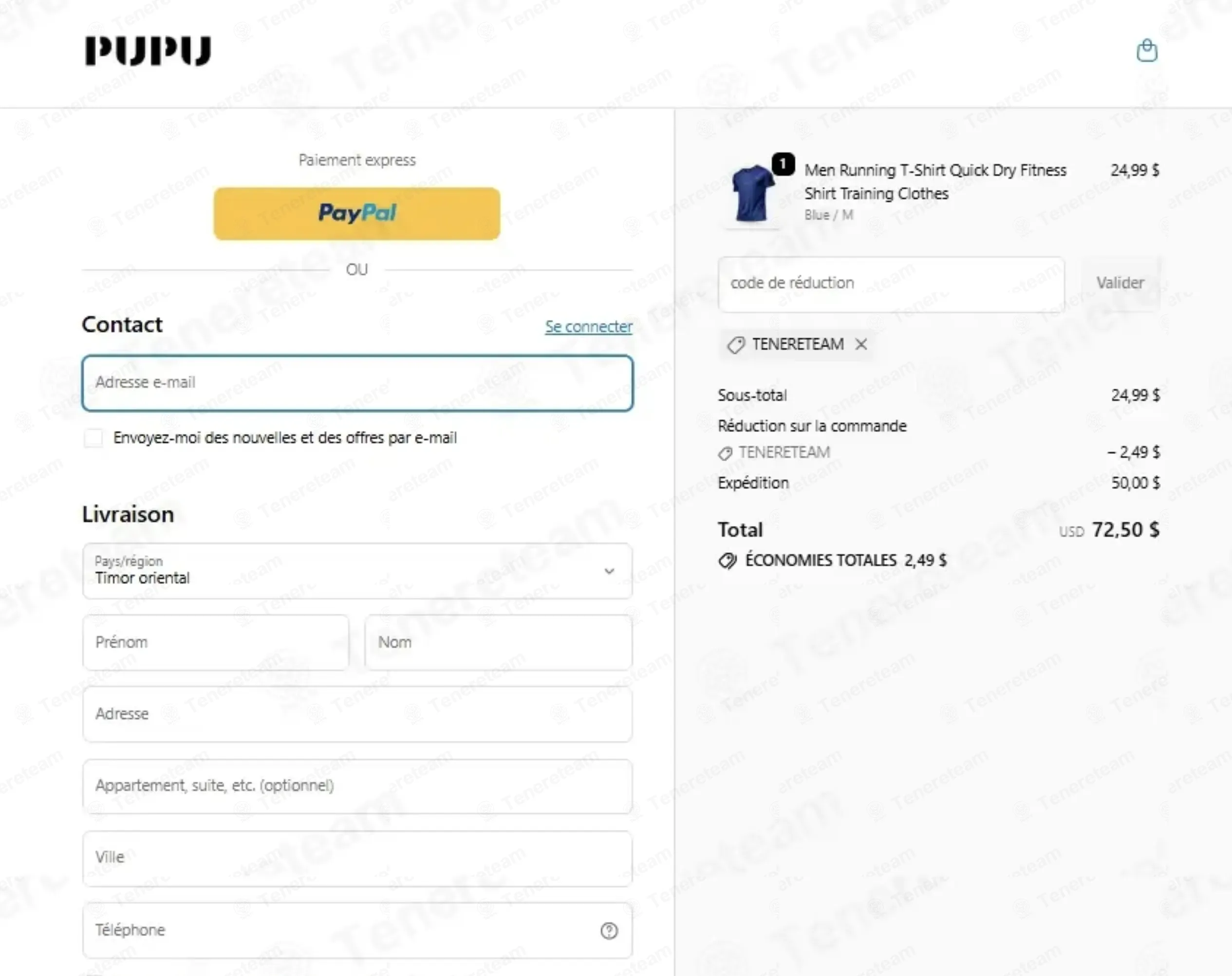 PUPU Sports coupon code: 10% off with TENERETEAM. Tested and valid as 3 weeks ago.