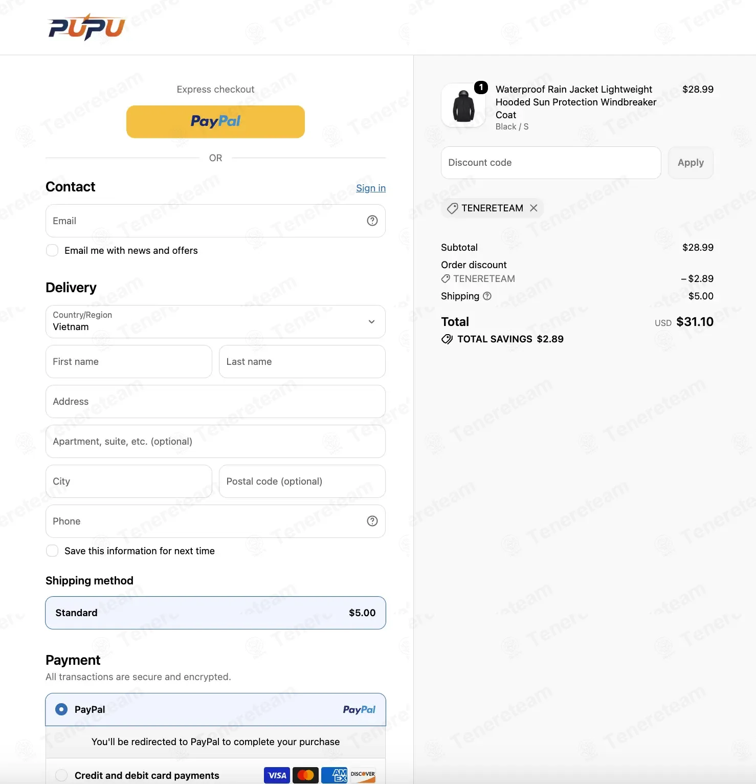 PUPU Sports coupon code: 10% off with TENERETEAM. Tested and valid as 3 weeks ago.