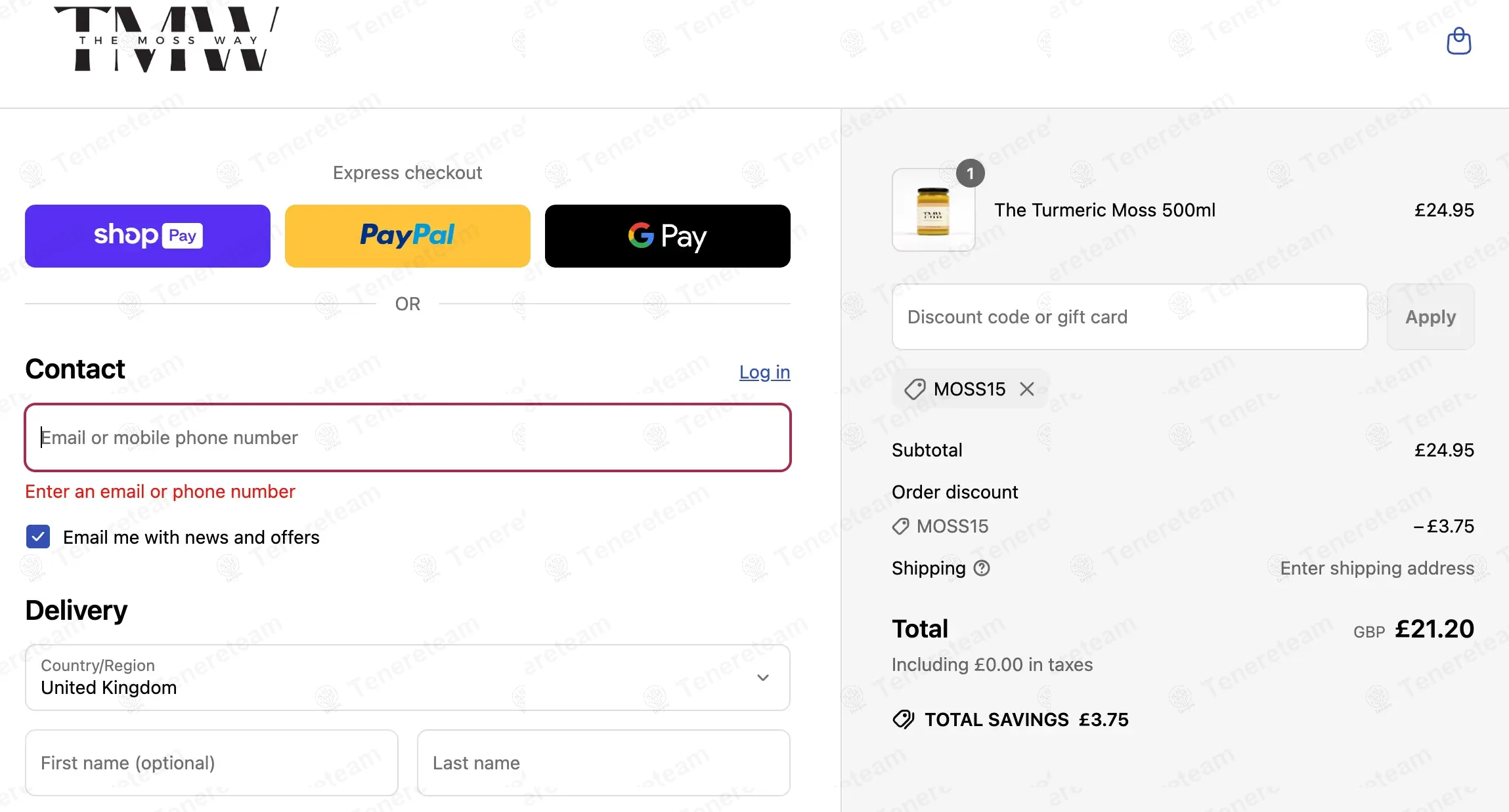 The Moss Way coupon code: 15% off with MOSS15. Tested and valid as 1 year ago.
