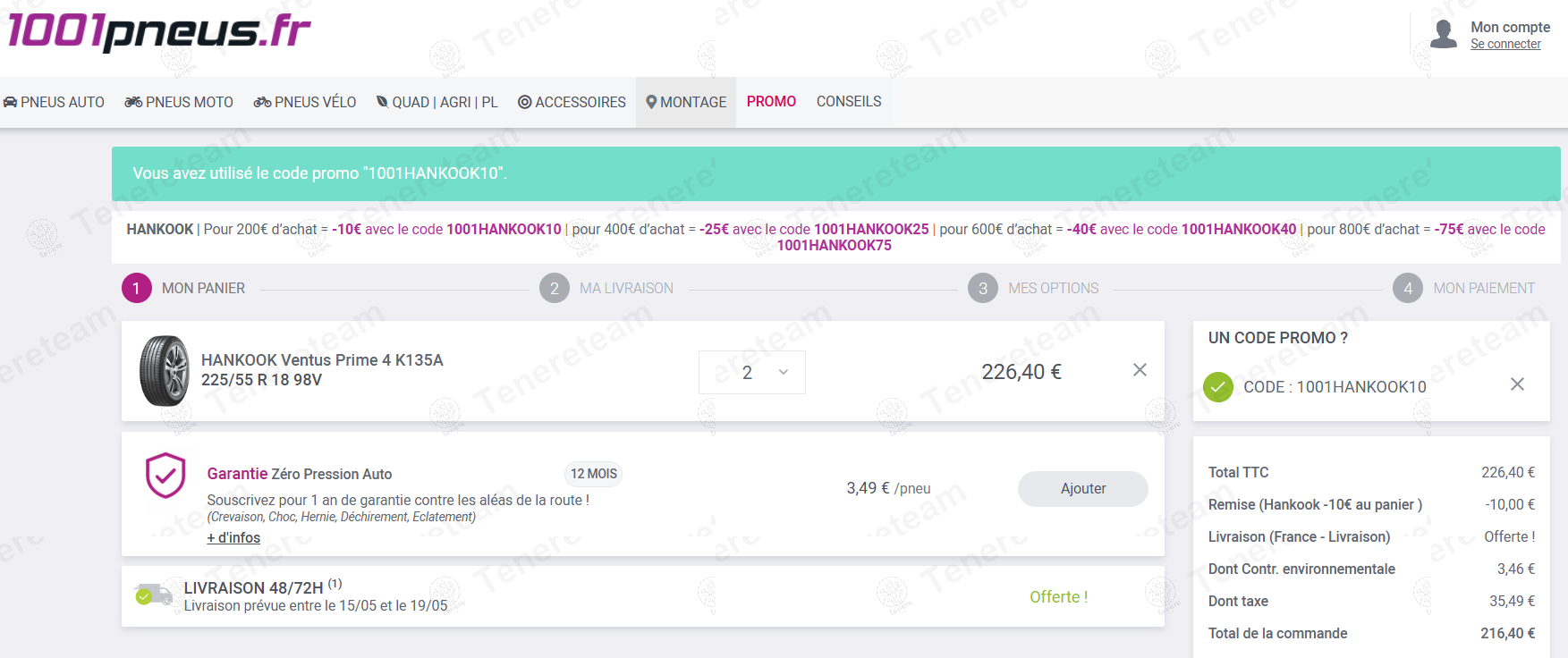 1001pneus FR coupon code: €10 off with 1001HANKOOK10. Tested and valid as 1 year ago.