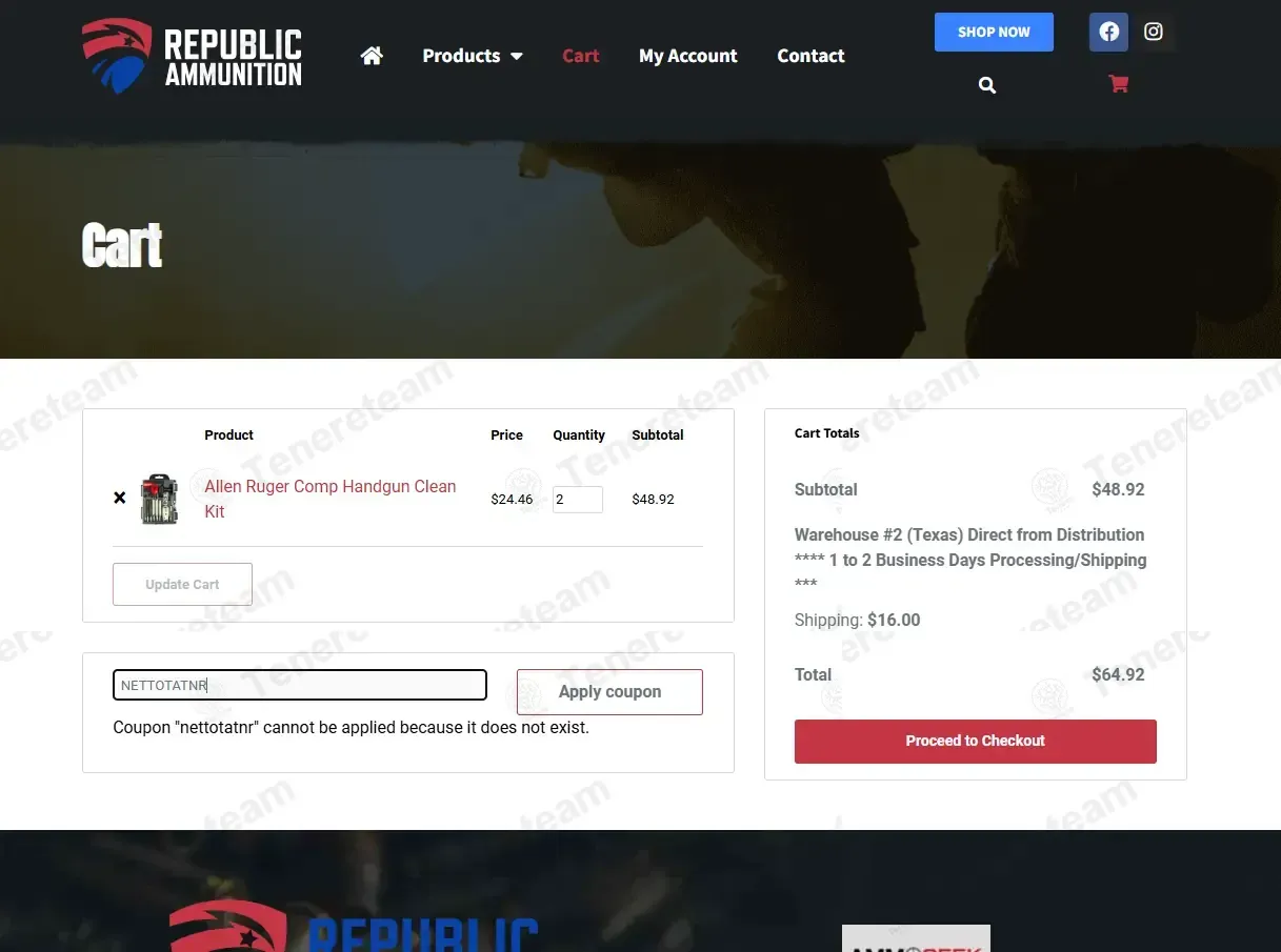 Republic Ammunition coupon code: $36 off with NETTOTATNR. Tested and valid as 3 months ago.