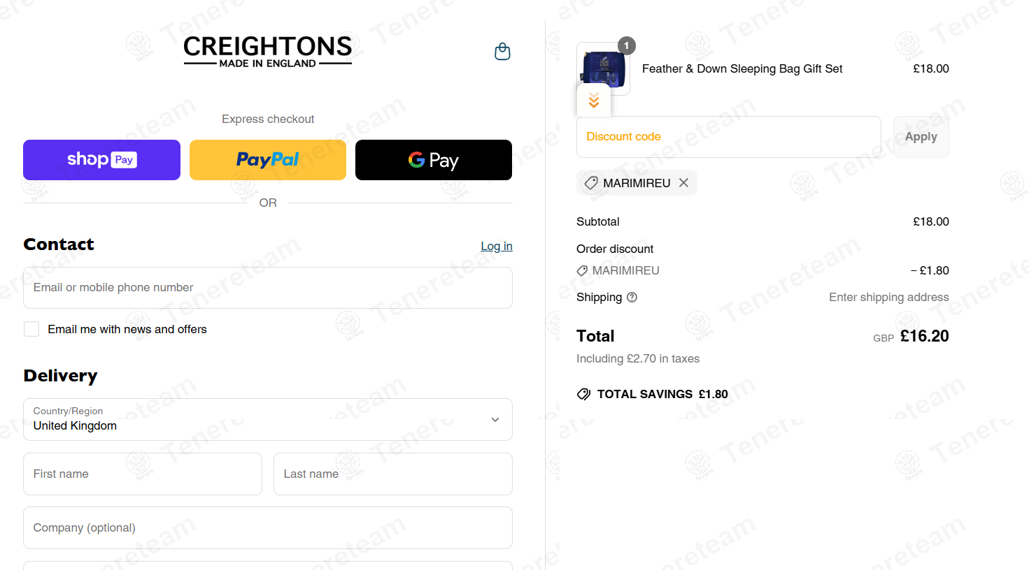 Creightons coupon code: 10% off with MARIMIREU. Tested and valid as 1 year ago.
