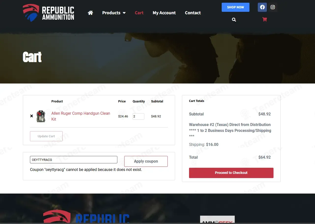 Republic Ammunition coupon code: 45% off with OEYTTYRACG. Tested and valid as 3 months ago.