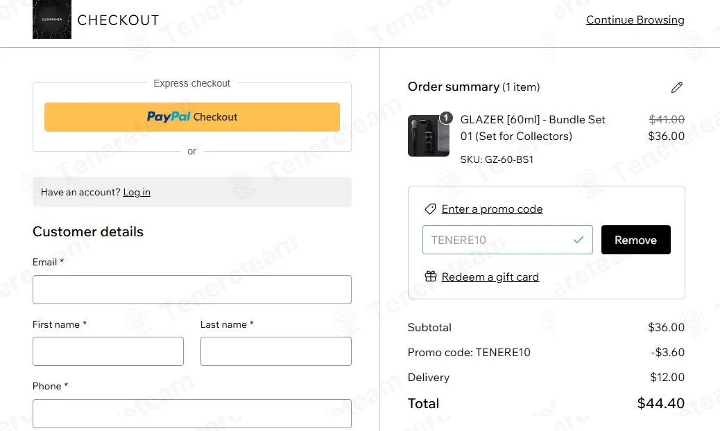 GUNPRIMER coupon code: 10% off with TENERE10. Tested and valid as 1 month ago.