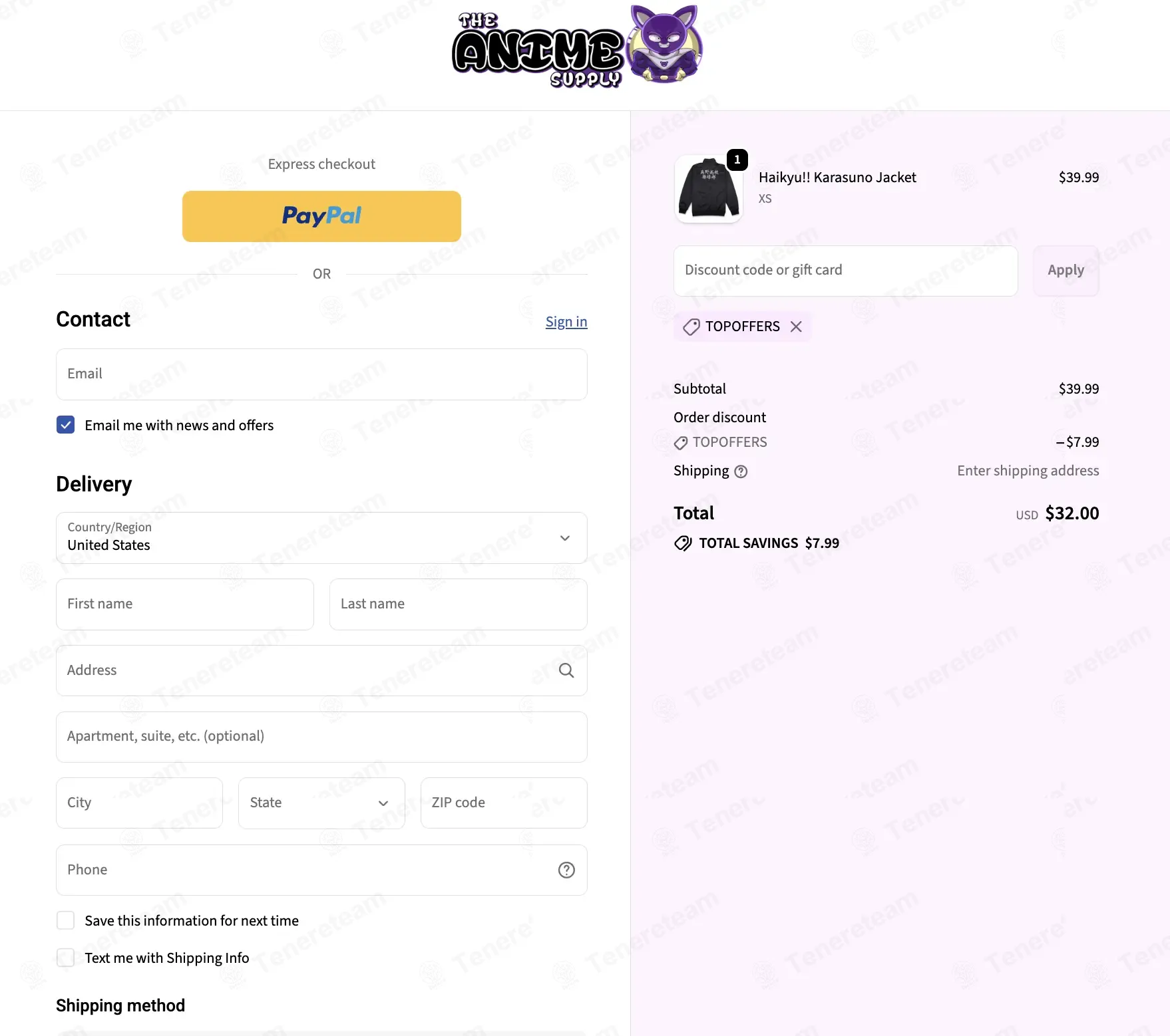 The Anime Supply coupon code: 20% off with TOPOFFERS. Tested and valid as 1 week ago.