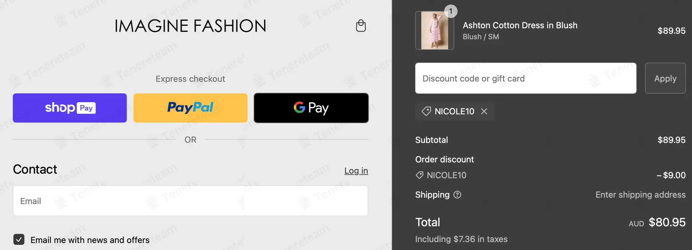 Imagine Fashion coupon code: 10% off with NICOLE10. Tested and valid as 1 year ago.
