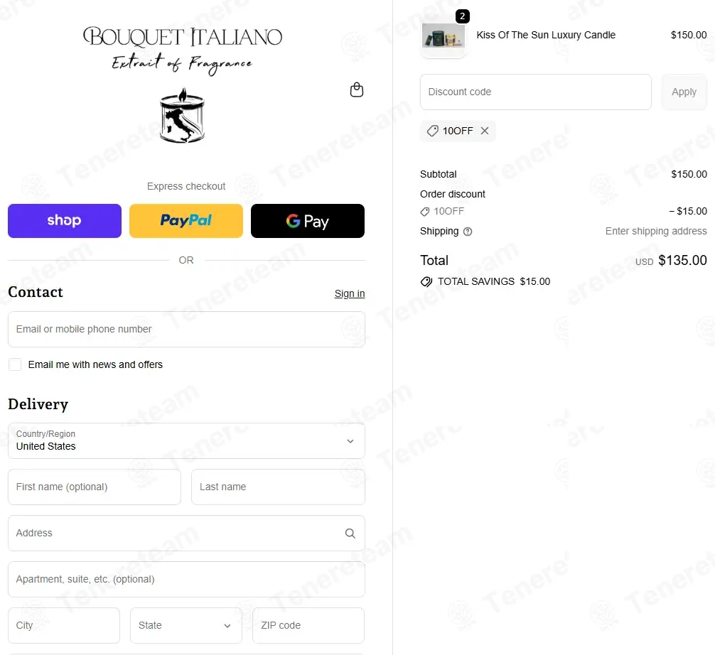 Bouquet Italiano apply coupon code