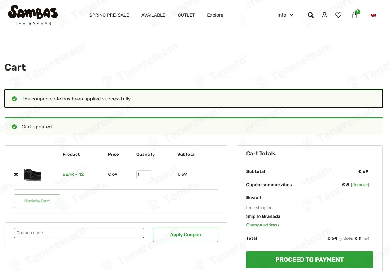 Sambas The Bambas coupon code: 7% off with SUMMERVIBES. Tested and valid as 3 weeks ago.