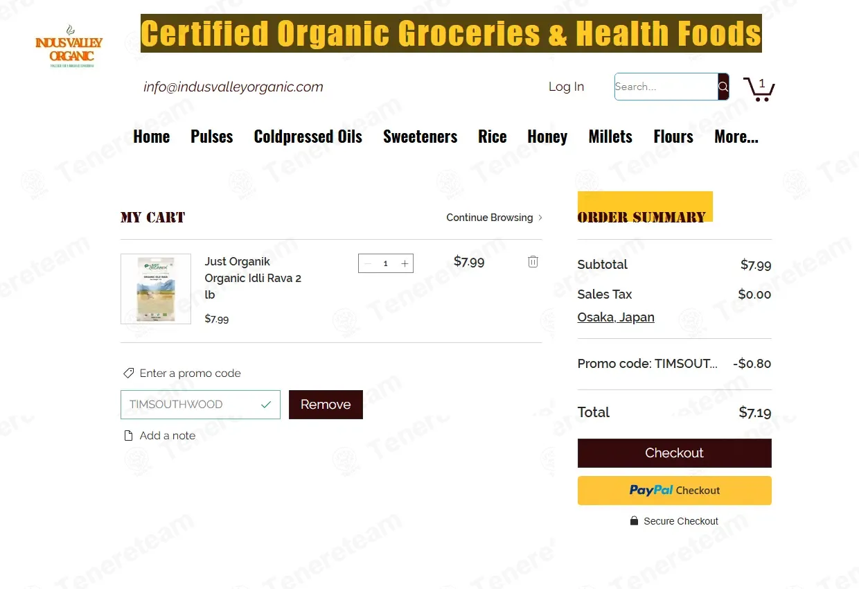 Indus Valley Organic coupon code: 10% off with TIMSOUTHWOOD. Tested and valid as 23 hours ago.