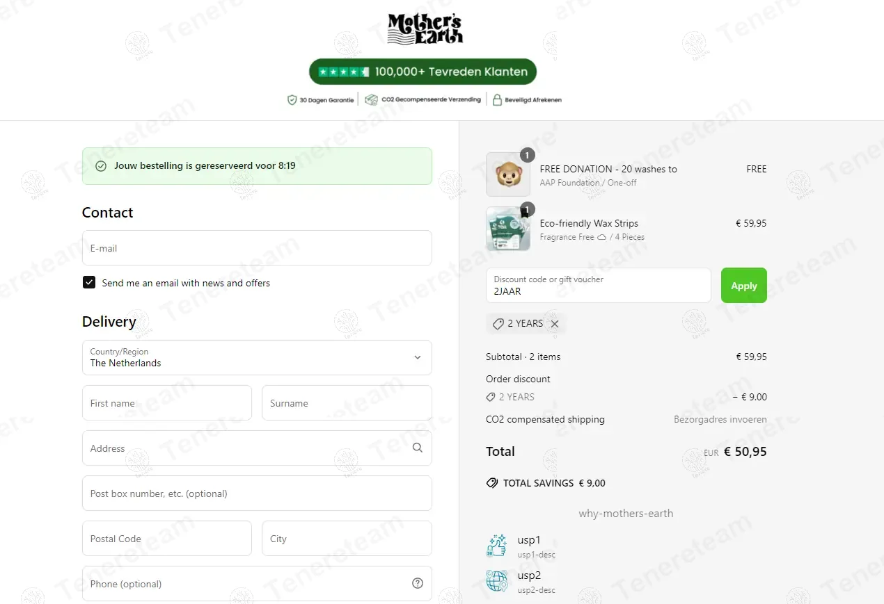 Mothersearth NL coupon code: 55% off with 2JAAR. Tested and valid as 1 year ago.