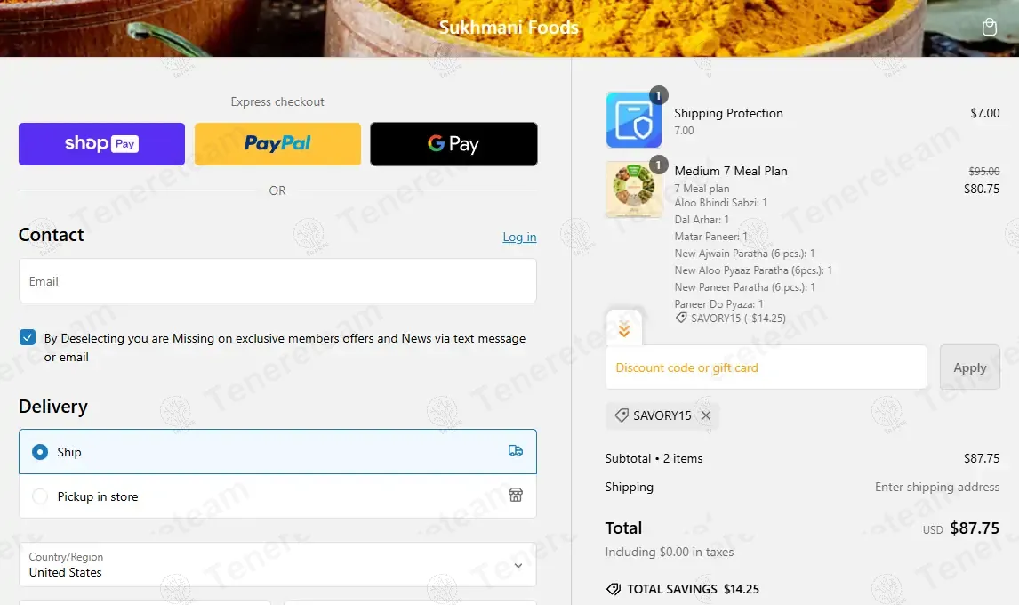 Sukhmani Foods coupon code: 15% off with SAVORY15. Tested and valid as 3 weeks ago.
