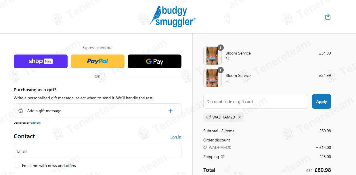 Budgy Smuggler UK apply coupon code
