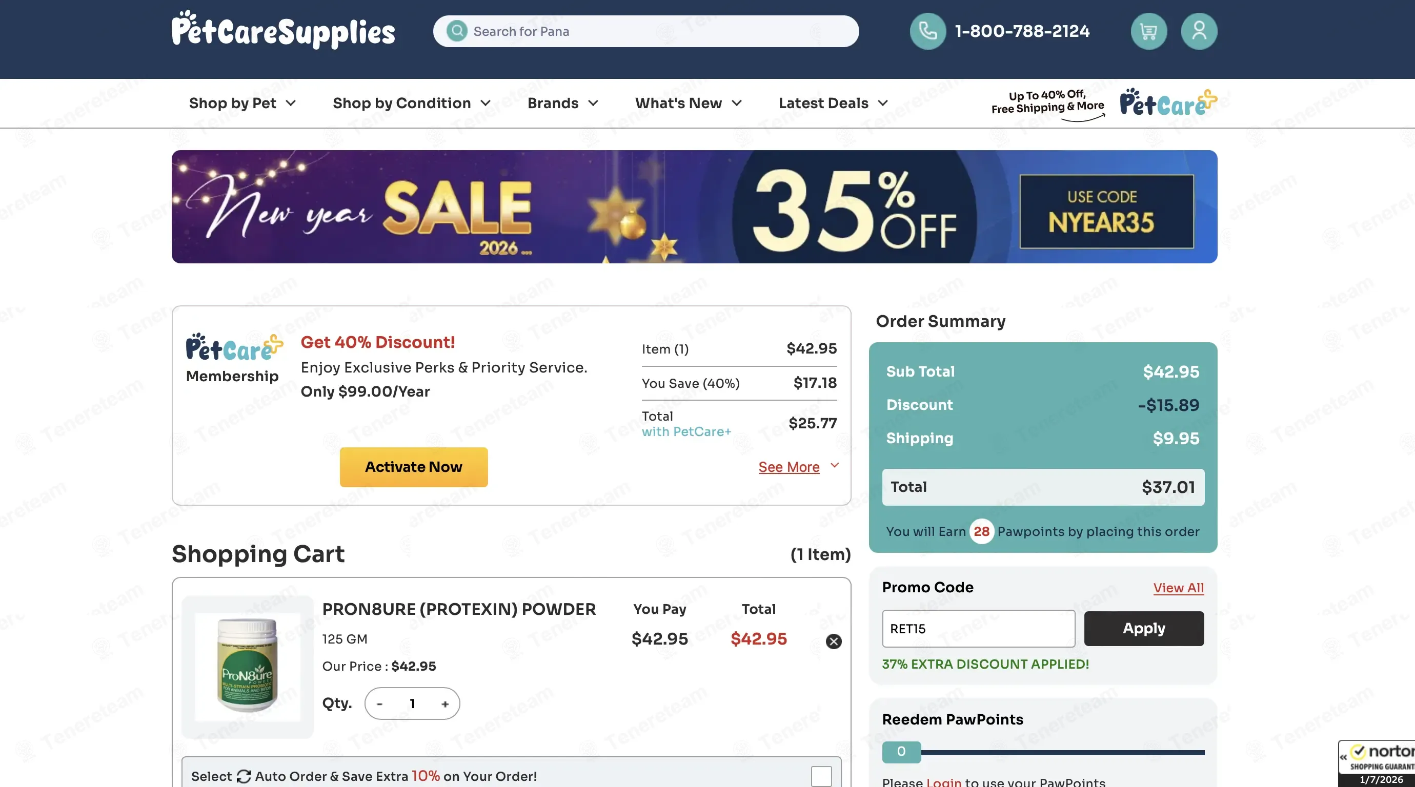 Pet Care Supplies coupon code: 37% off with RET15. Tested and valid as 4 months ago.