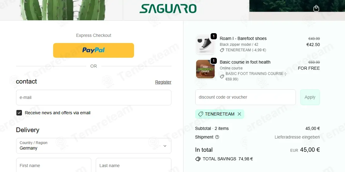 Saguaro coupon code: 10% off with TENERETEAM. Tested and valid as 1 month ago.