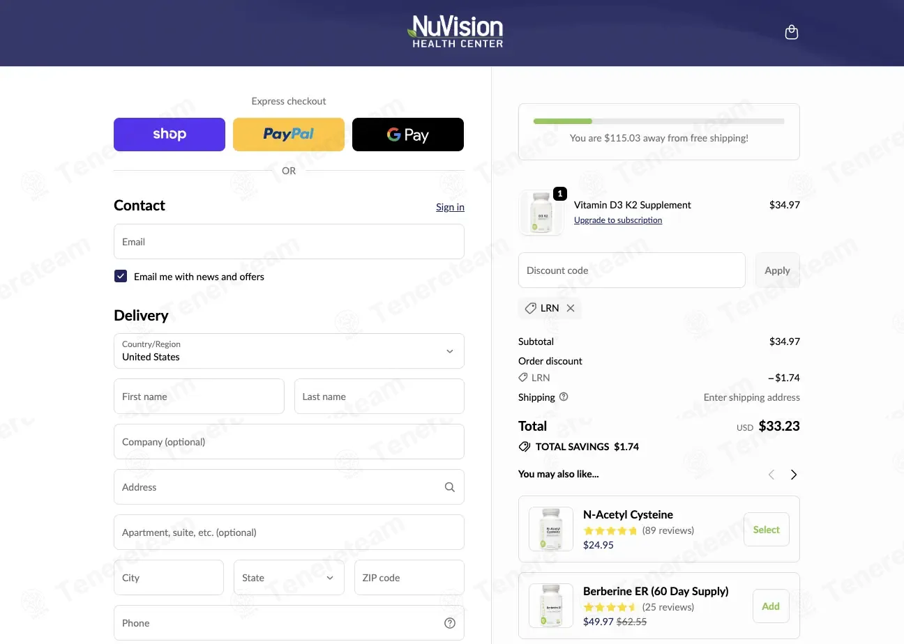 NuVision Health Center coupon code: 5% off with LRN. Tested and valid as 1 week ago.
