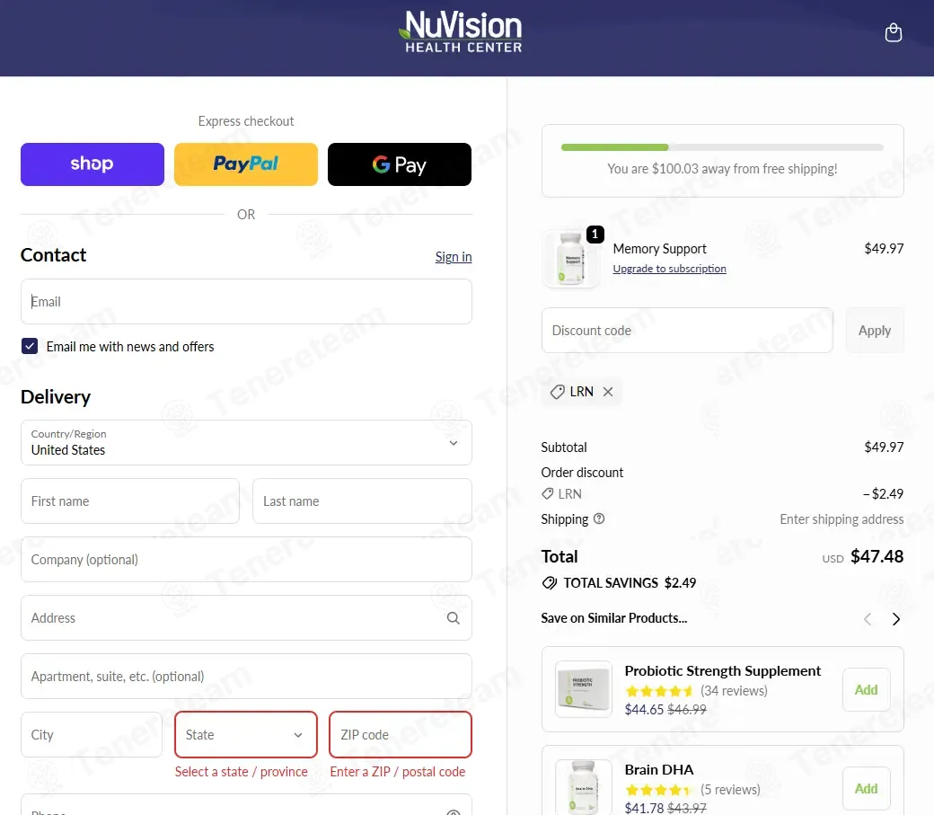 NuVision Health Center coupon code: 5% off with LRN. Tested and valid as 1 week ago.