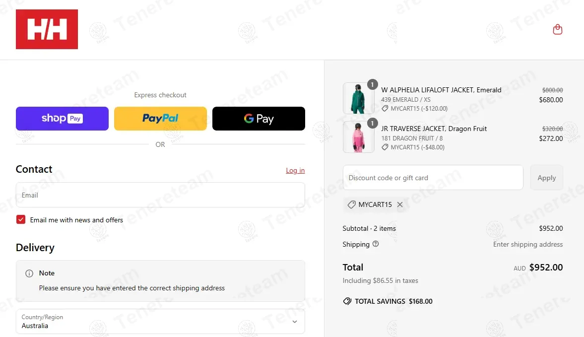Helly Hansen AU coupon code: 15% off with MYCART15. Tested and valid as 1 year ago.