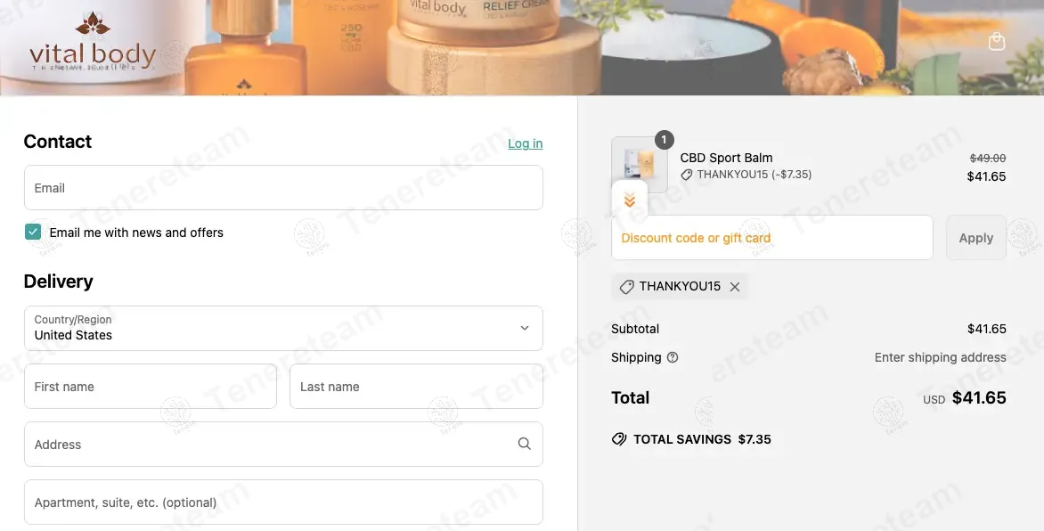 Vital Body Therapeutics coupon code: 15% off with THANKYOU15. Tested and valid as 1 year ago.