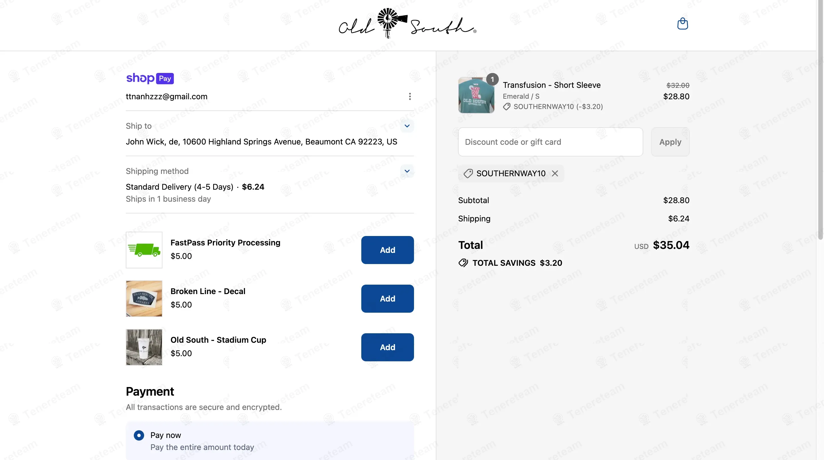 Old South Apparel coupon code: 10% off with SOUTHERNWAY10. Tested and valid as 1 year ago.