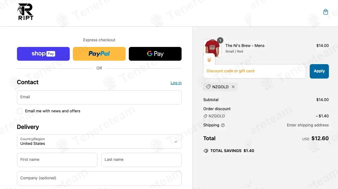 RIPT Apparel coupon code: 10% off with NZGOLD. Tested and valid as 1 year ago.