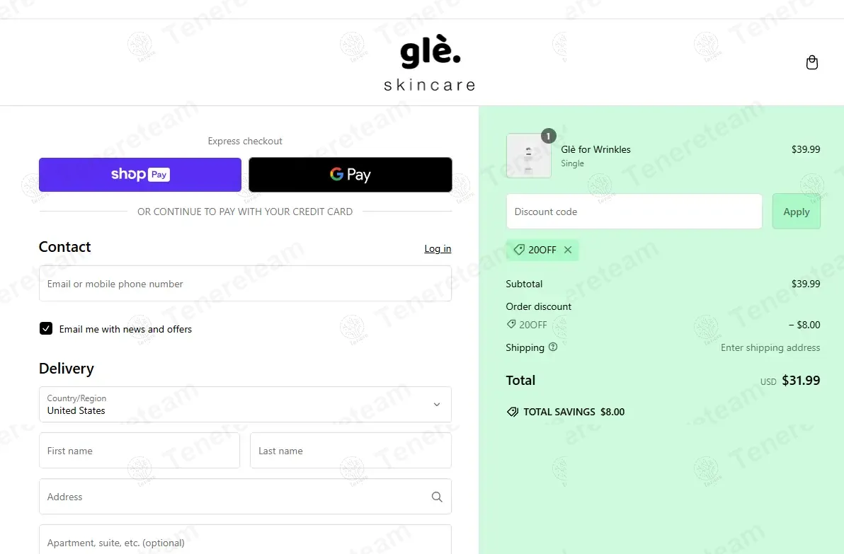 Gle Skin coupon code: 20% off with 20OFF. Tested and valid as 1 year ago.