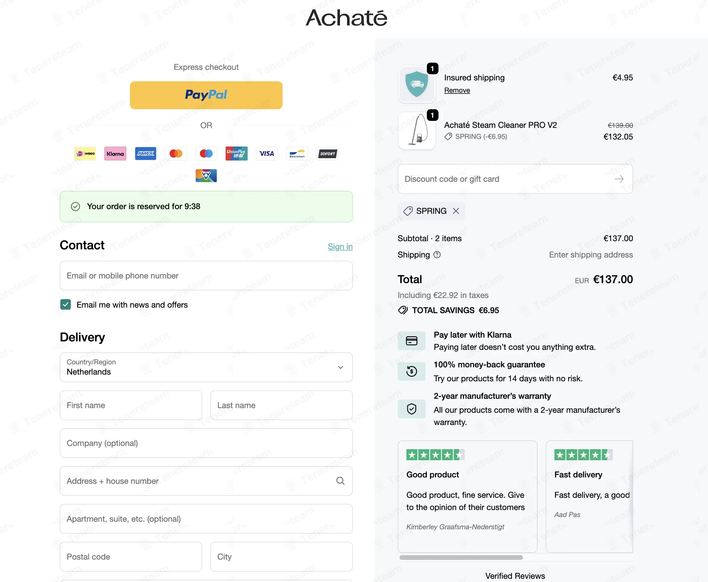 Achate coupon code verified as working at checkout