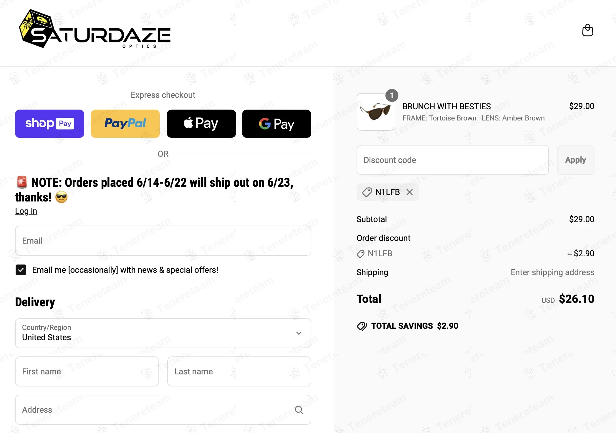 Saturdaze Optics coupon code: 10% off with N1LFB. Tested and valid as 1 year ago.