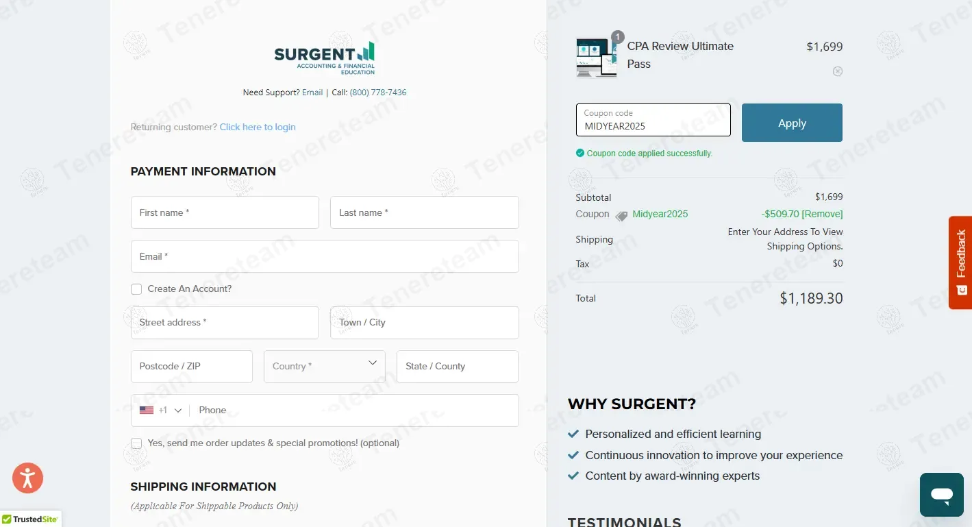 Surgent apply coupon code