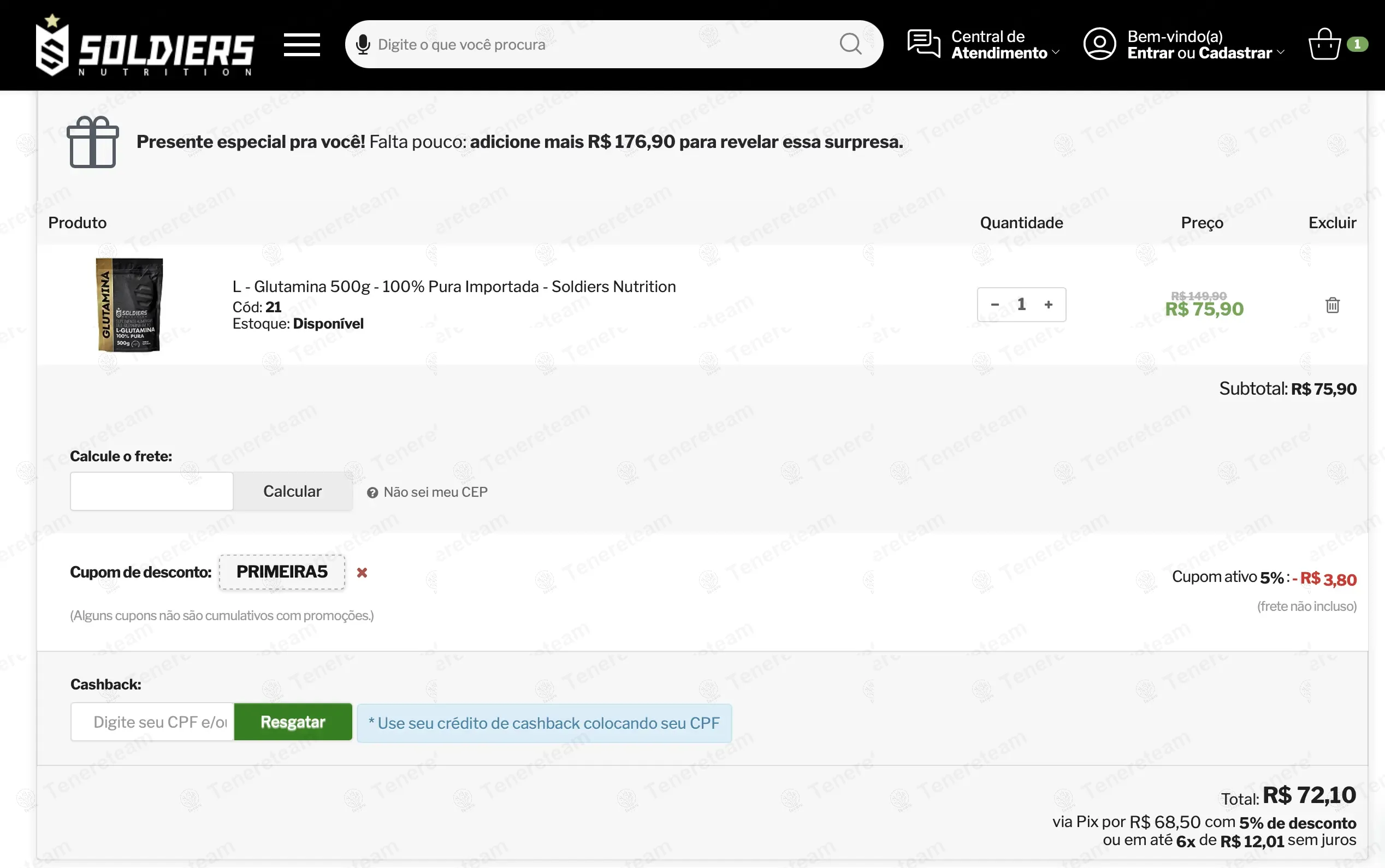 Soldiers Nutrition coupon code: 5% off with PRIMEIRA5. Tested and valid as 1 year ago.