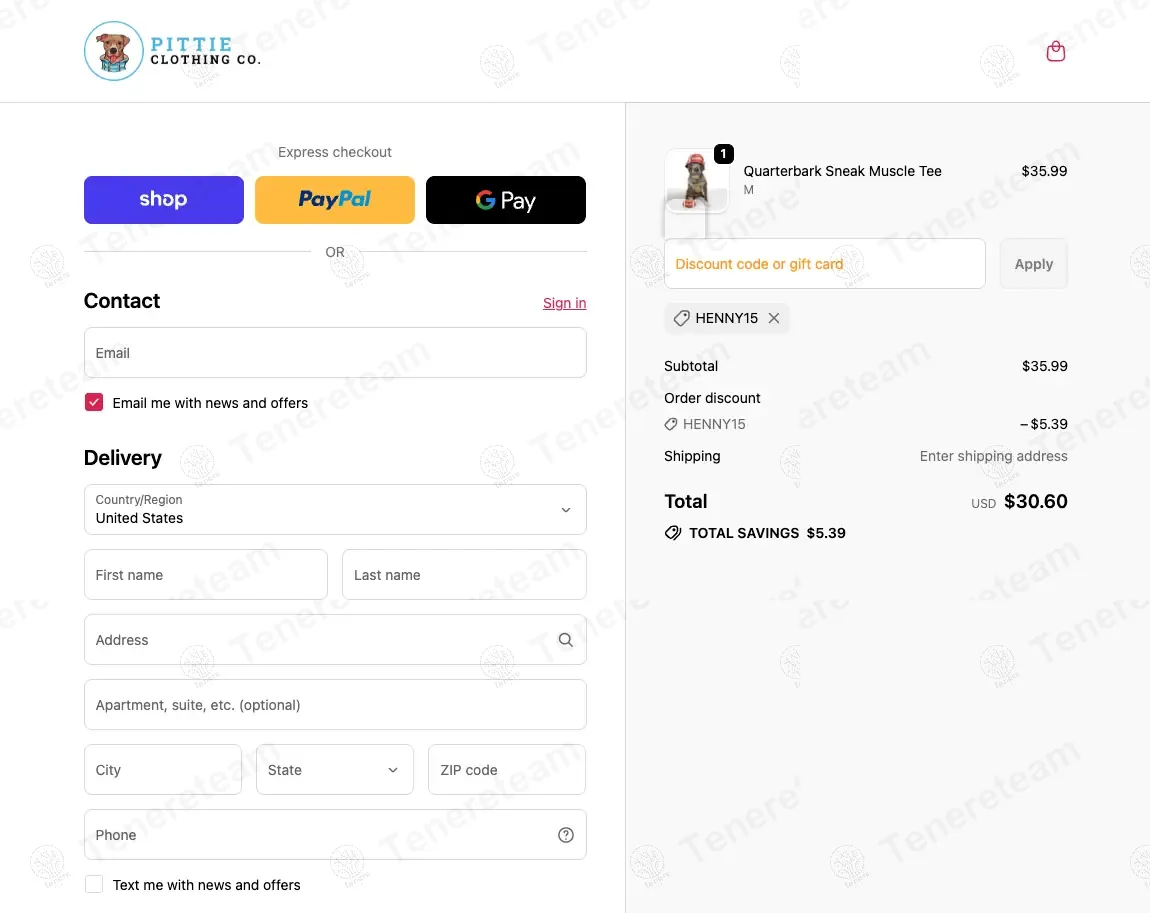 Pittie Clothing coupon code: 15% off with HENNY15. Tested and valid as 9 months ago.