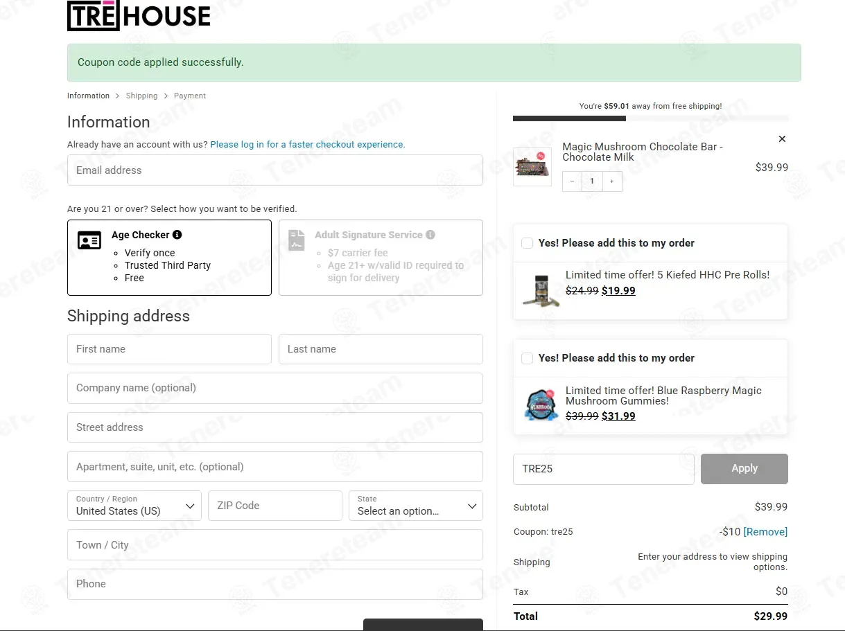 TRE House coupon code: 25% off with TRE25. Tested and valid as 1 month ago.