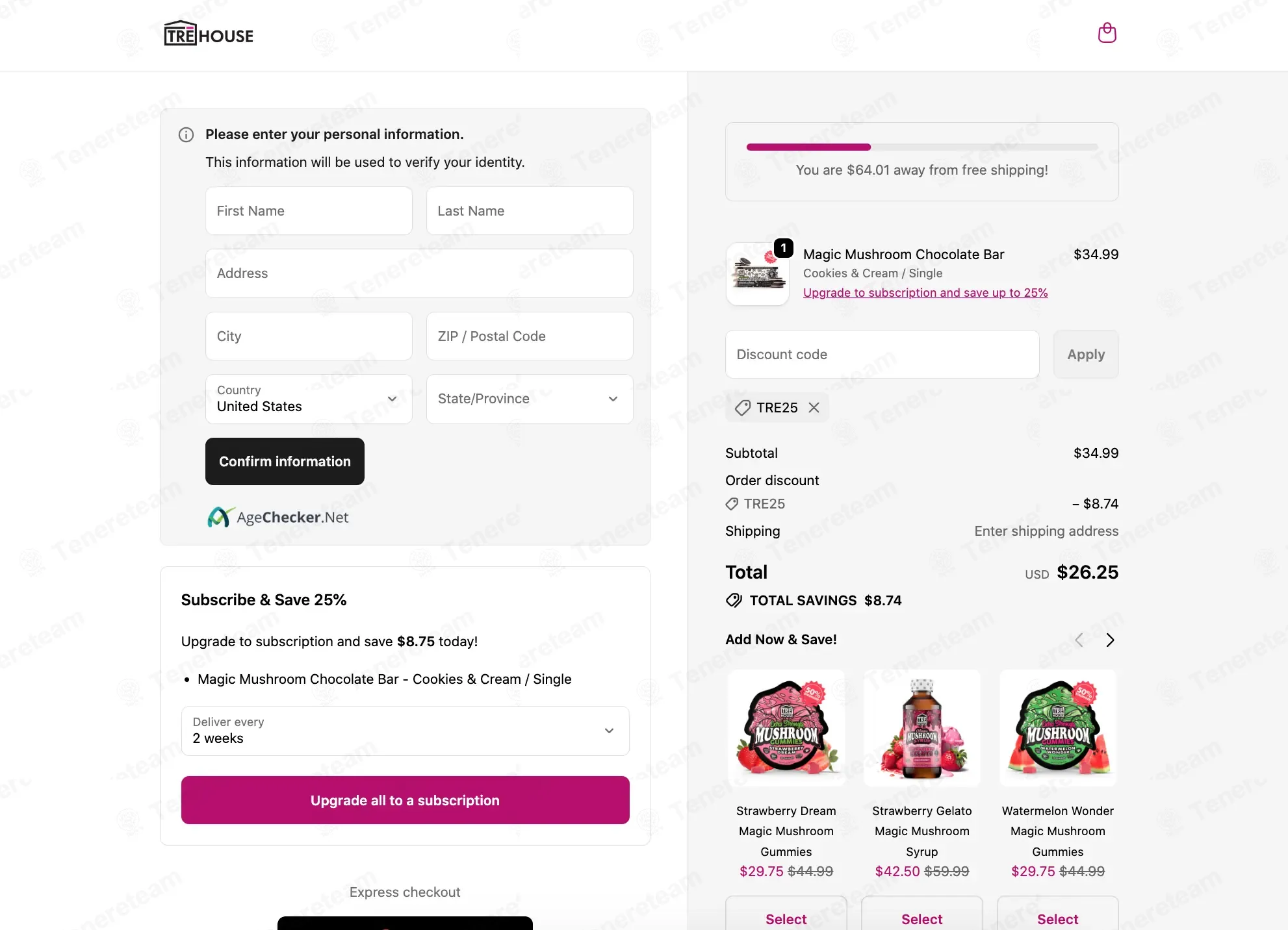 TRE House coupon code: 25% off with TRE25. Tested and valid as 1 month ago.