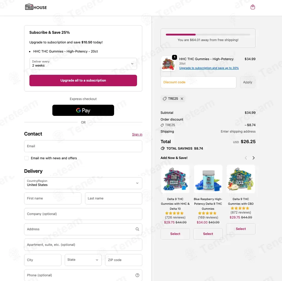 TRE House coupon code: 25% off with TRE25. Tested and valid as 1 month ago.