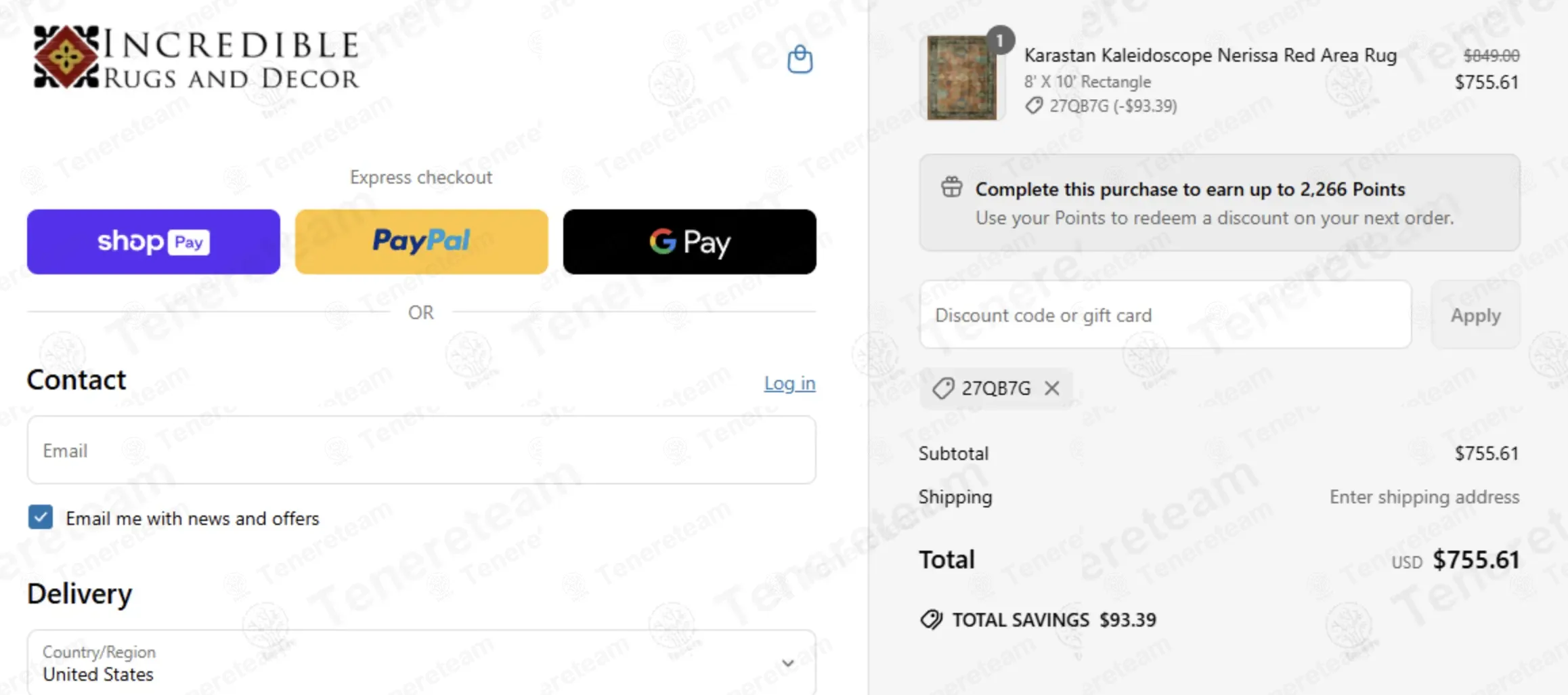 Incredible Rugs And Decor coupon code: 11% off with 27QB7G. Tested and valid as 4 months ago.
