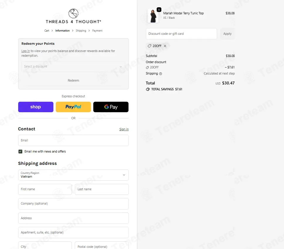 Threads 4 Thought coupon code: 20% off with 20OFF. Tested and valid as 1 month ago.