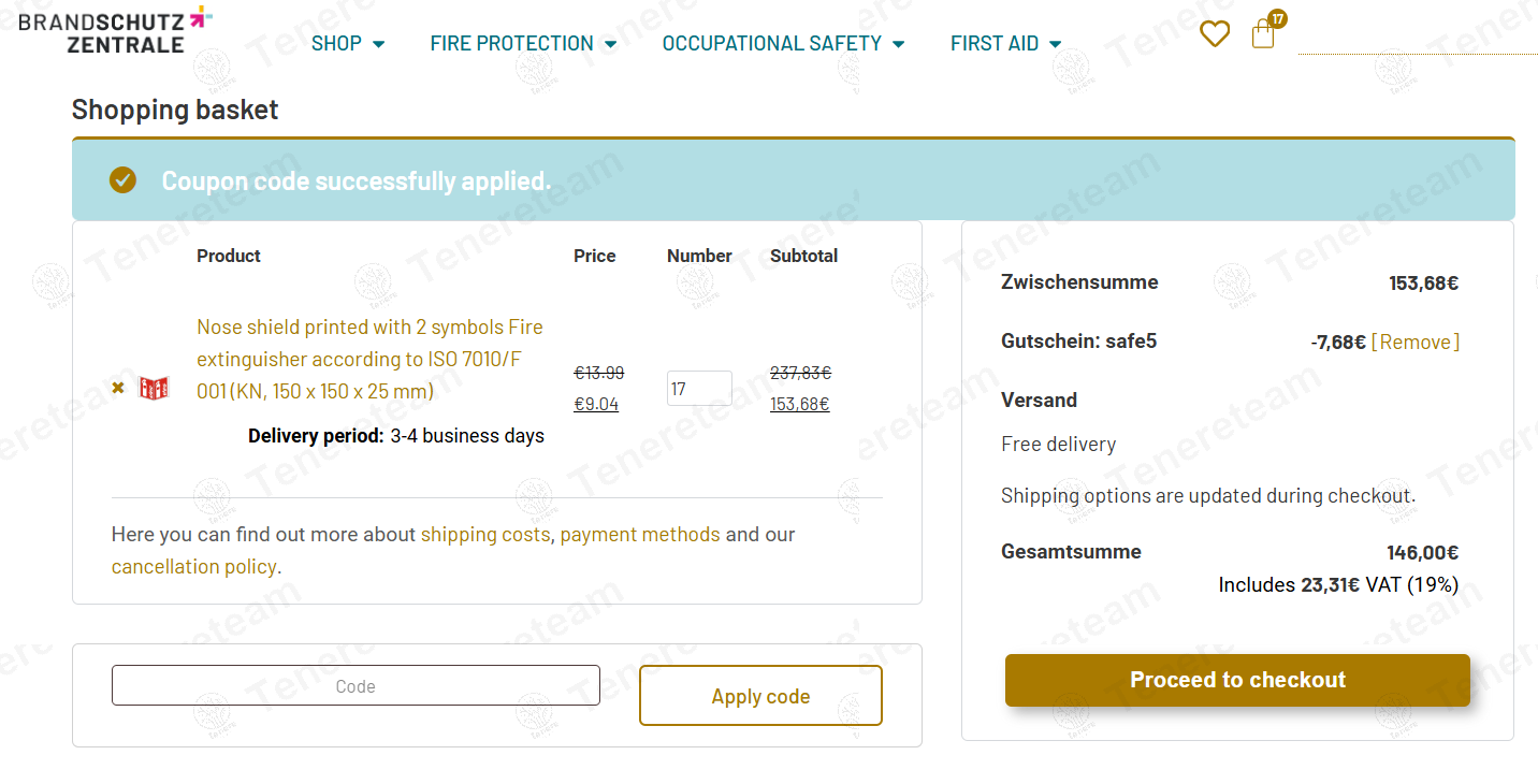 Brandschutz Zentrale DE coupon code: 5% off with safe5. Tested and valid as 1 year ago.