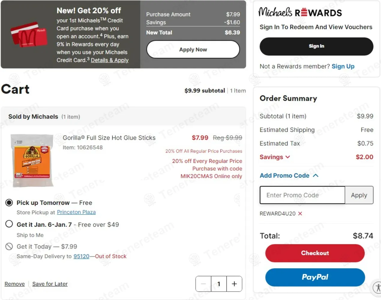 Michaels coupon code: Sale off with REWARD4U20. Tested and valid as 7 months ago.