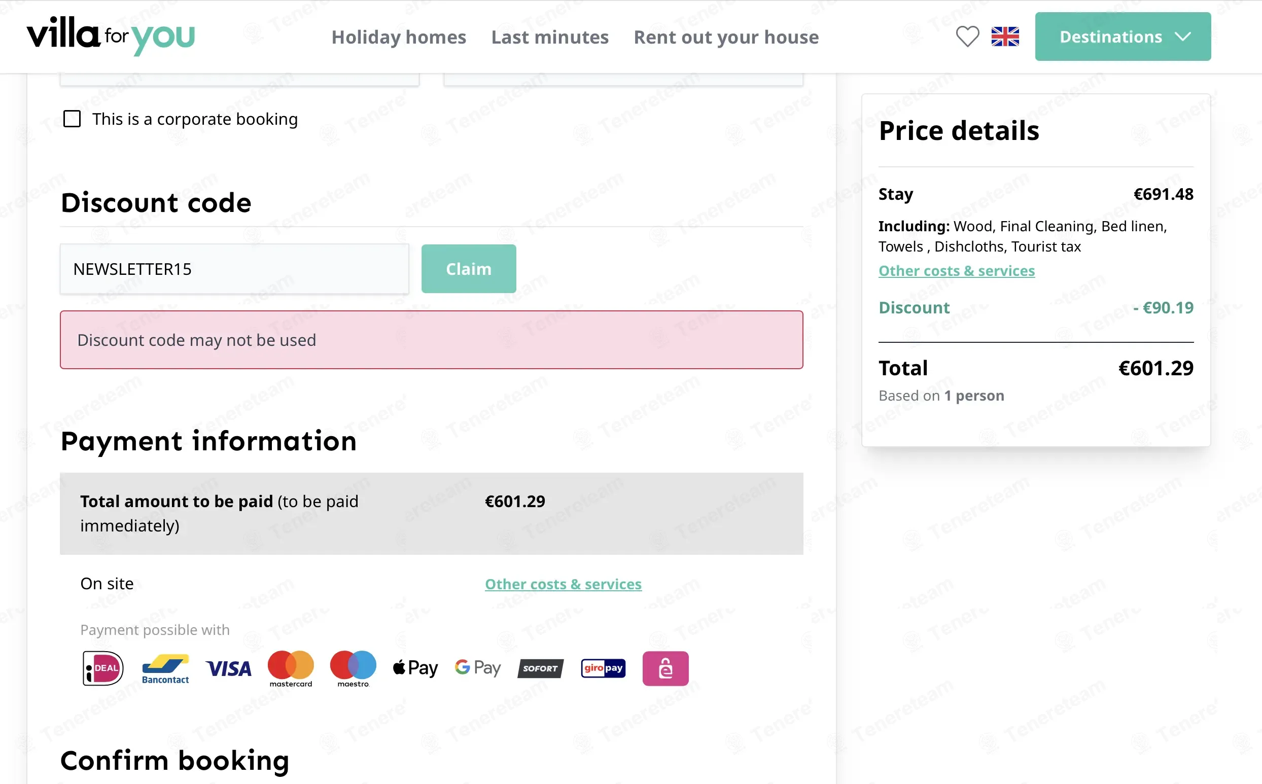 Villa For You coupon code: β¬15 off with NEWSLETTER15. Tested and valid as 3 months ago.