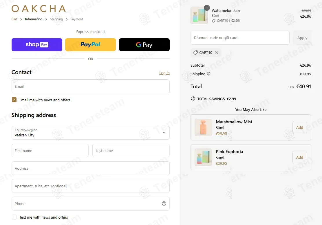 Oakcha coupon code: 10% off with CART10. Tested and valid as 1 year ago.