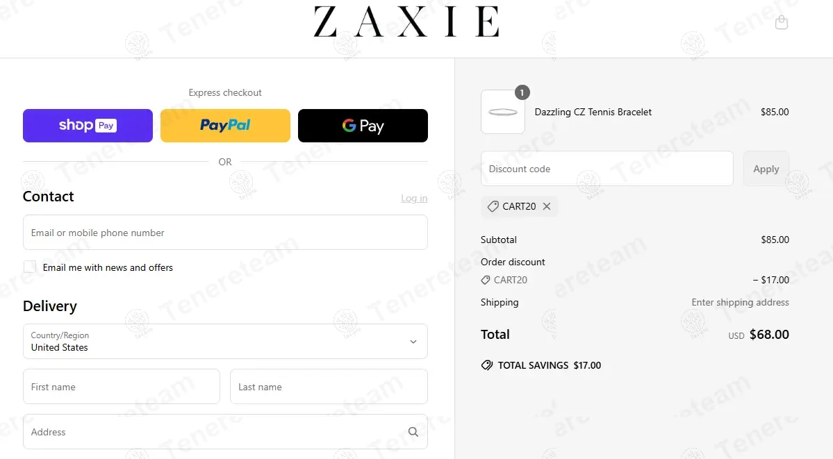 Zaxie coupon code: 20% off with CART20. Tested and valid as 1 year ago.